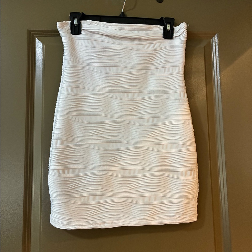 White Textured Mini Dress